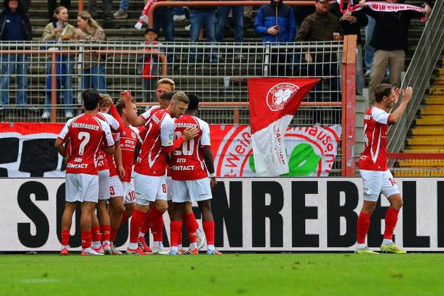 Regionalliga West: Rot-Weiß Oberhausen - 1. FC Bocholt ** NUR FÜR REDAKTIONELLE ZWECKE ** EDITORIAL USE ONLY **<p>Torjubel Timur Kesim nach dem 1:0. RWO - 1. FC Bocholt Ort: Oberhausen, Stadion Niederrhein Datum: 10.10.2026 Deutschland NRW Oberhausen Copyright: MichaxKorb