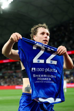 October 10, 2026, Melbourne, Victoria, Australia: MELBOURNE, AUSTRALIA - OCTOBER 10: Maximillian Mikkola celebrates scoring in the Australia Cup Final match between South Melbourne FC and Melbourne Victory FC at AAMI Park on October 10, 2026 in Melbourne, Austr0alia. South Melbourne FC V Melbourne Victory FC - Australia Cup 2026 Final - ZUMAp121 20261010_zsp_p121_014 Copyright: xChrisxPutnamx