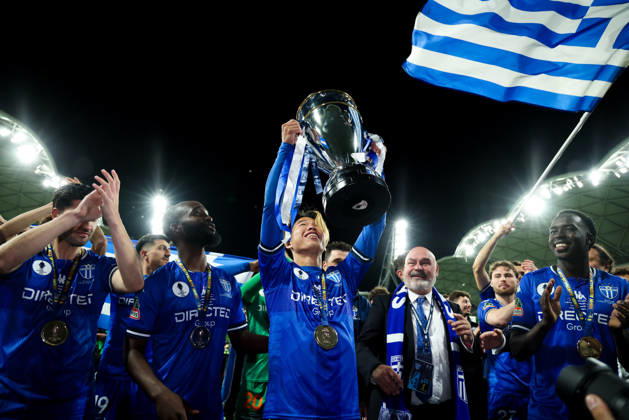 October 10, 2026, Melbourne, Victoria, Australia: MELBOURNE, AUSTRALIA - OCTOBER 10: South Melbourne FC celebrates after defeating Melbourne Victory FC in the 2026 Hahn Australia Cup Final at AAMI Park on October 10, 2026 in Melbourne, Australia. South Melbourne FC V Melbourne Victory FC - Australia Cup 2026 Final - ZUMAp121 20261010_zsp_p121_022 Copyright: xChrisxPutnamx