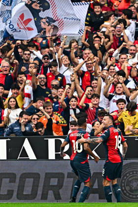 October 10, 2026, Genoa, Genoa: Genoa™s Brazilian forward Junior Messias (right) celebrates with his team-mate Montenegrin forward Milutin Osmajic after scoring a goal during the Italian Serie A soccer match Genoa Cfc vs Acf Fiorentina at Luigi Ferraris stadium in Genoa, Italy, 10 October 2026. ANSA STRINGER. Serie A - Genoa Cfc Vs Acf Fiorentina  - ZUMAa110 20261010_zaf_a110_003 Copyright: xStringerx