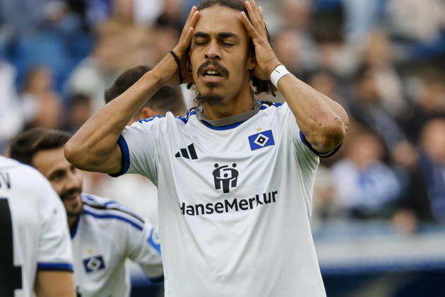 Yussuf Poulsen (Hamburger SV, 15), Mimik, Gesichtsausdruck, Emotion , Deutschland, Fussball, 1. Bundesliga, 5.Spieltag, 2026 2027, TSG Hoffenheim vs. Hamburger SV, 10.10.2026, Sinsheim SNP Arena Deutschland Copyright: xGrantxHubbsx