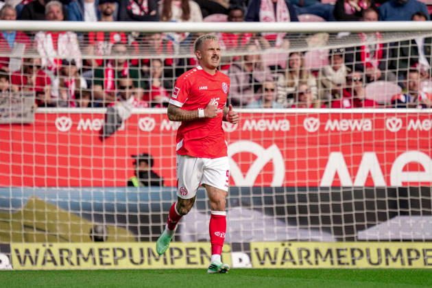 Deutschland: Fussball Saison 2026 2027 , 1. Bundesliga , 5. Spieltag , 1. FSV Mainz 05 vs. Bayer 04 Leverkusen - MEWA-Arena (Mainz) : Phillip Tietz (1. FSV Mainz 05, 9) Mainz MEWA-Arena Deutschland Germany Copyright: xBennetxLongx