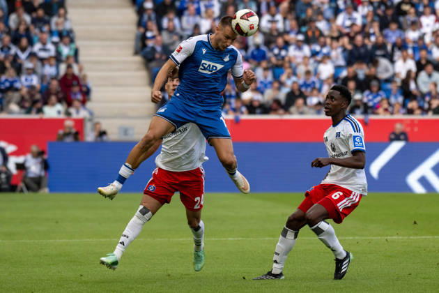 Tim Lemperle (TSG 1899 Hoffenheim). xettx, Deutschland, Sinsheim, 10.10.2026, Fussball, Bundesliga: TSG 1899 Hoffenheim vs Hamburger SV, Saison 2026 2027, 5. Spieltag, SNP Arena DFL DFB REGULATIONS PROHIBIT ANY USE OF PHOTOGRAPHS AS IMAGE SEQUENCES AND OR QUASI-VIDEO.