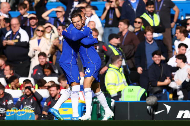 London, England, 10th October 2026. Jordan Henderson of Chelsea celebrates after scoring to make it 1-0 during the Chelsea vs AFC Bournemouth Premier League match at Stamford Bridge, London. Picture credit should read: Paul Terry Sportimage EDITORIAL USE ONLY. No use with unauthorised audio, video, data, fixture lists, club league logos or live services. Online in-match use limited to 120 images, no video emulation. No use in betting, games or single club league player publications. SPI_011_PT_Chelsea_Bournemouth SPI-5060-0011