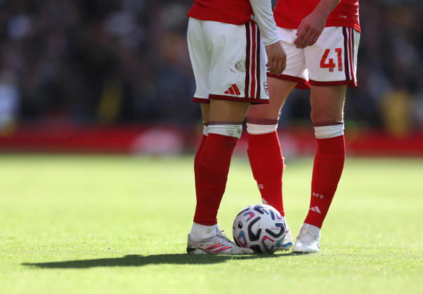 Arsenal v Leeds United 10 October 2026, London - Premier League Football - Arsenal v Leeds United - Players stand with the ball, casting a shadow across the pitch - Photo: Charlotte Wilson Offside. London UK Copyright: xCharlottexWilsonx xOffsidexOffside