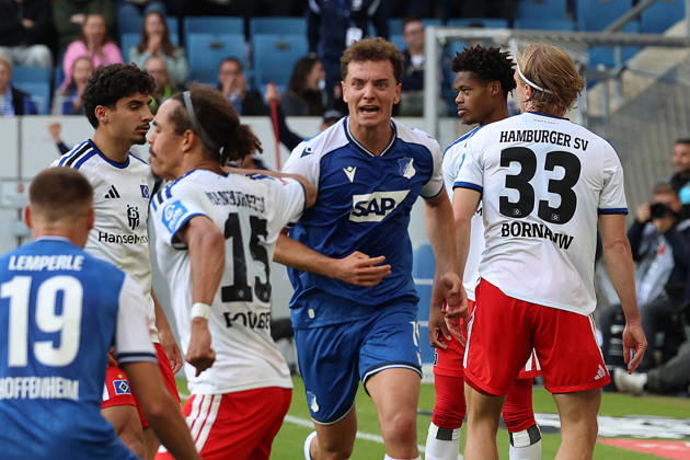 10.10.2026, xrekx, Fussball 1.Bundesliga, TSG 1899 Hoffenheim - Hamburger SV v.l. Torjubel nach dem Tor zum celebrating the goal celebrate 1:1 durch Fisnik Asllani (TSG 1899 Hoffenheim) (DFL DFB REGULATIONS PROHIBIT ANY USE OF PHOTOGRAPHS as IMAGE SEQUENCES and or QUASI-VIDEO) Sinsheim