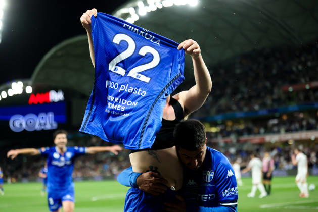 October 10, 2026, Melbourne, Victoria, Australia: MELBOURNE, AUSTRALIA - OCTOBER 10: Maximillian Mikkola celebrates scoring in the Australia Cup Final match between South Melbourne FC and Melbourne Victory FC at AAMI Park on October 10, 2026 in Melbourne, Austr0alia. South Melbourne FC V Melbourne Victory FC - Australia Cup 2026 Final - ZUMAp121 20261010_zsp_p121_033 Copyright: xChrisxPutnamx