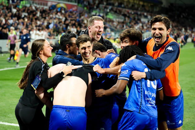 October 10, 2026, Melbourne, Victoria, Australia: MELBOURNE, AUSTRALIA - OCTOBER 10: Maximillian Mikkola celebrates scoring in the Australia Cup Final match between South Melbourne FC and Melbourne Victory FC at AAMI Park on October 10, 2026 in Melbourne, Austr0alia. South Melbourne FC V Melbourne Victory FC - Australia Cup 2026 Final - ZUMAp121 20261010_zsp_p121_035 Copyright: xChrisxPutnamx