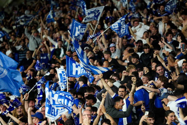 October 10, 2026, Melbourne, Victoria, Australia: MELBOURNE, AUSTRALIA - OCTOBER 10: Fans celebrate Maximillian Mikkola of South M<elbourne FC scoring in the Australia Cup Final match against Melbourne Victory FC at AAMI Park on October 10, 2026 in Melbourne, Austr0alia. South Melbourne FC V Melbourne Victory FC - Australia Cup 2026 Final - ZUMAp121 20261010_zsp_p121_036 Copyright: xChrisxPutnamx