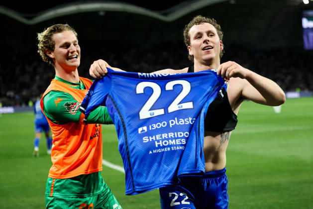 October 10, 2026, Melbourne, Victoria, Australia: MELBOURNE, AUSTRALIA - OCTOBER 10: Maximillian Mikkola celebrates scoring in the Australia Cup Final match between South Melbourne FC and Melbourne Victory FC at AAMI Park on October 10, 2026 in Melbourne, Austr0alia. South Melbourne FC V Melbourne Victory FC - Australia Cup 2026 Final - ZUMAp121 20261010_zsp_p121_038 Copyright: xChrisxPutnamx