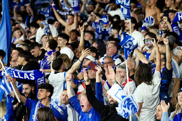 October 10, 2026, Melbourne, Victoria, Australia: MELBOURNE, AUSTRALIA - OCTOBER 10: Fans celebrate Maximillian Mikkola of South M<elbourne FC scoring in the Australia Cup Final match against Melbourne Victory FC at AAMI Park on October 10, 2026 in Melbourne, Austr0alia. South Melbourne FC V Melbourne Victory FC - Australia Cup 2026 Final - ZUMAp121 20261010_zsp_p121_040 Copyright: xChrisxPutnamx
