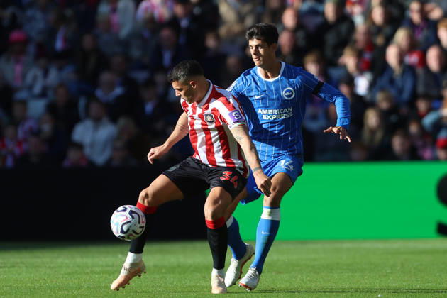 10th October 2026; Stadium of Light, Sunderland, England; Premier League Football, Sunderland versus Brighton and Hove Albion; Granit Xhaka of Sunderland is pressured by Chema Andres of Brighton and Hove Albion DavexLofthouse