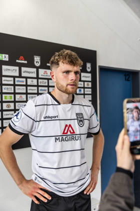 SSV Ulm 1846 Fußball vs. Eintracht Frankfurt II, Fussball, Regionalliga Südwest, 11. Spieltag, Donaustadion Ulm 10.10.26 Stimmen zum Spiel Interview Steffen Meuer (SSV Ulm 1846 Fußball, 18) SSV Ulm 1846 Fußball vs. Eintracht Frankfurt II, Fussball, Regionalliga Südwest, 11. Spieltag, Donaustadion Ulm 10.10.26 Foto: Lucca Fundel Ulm Donaustadion Baden-Württemberg Deutschland