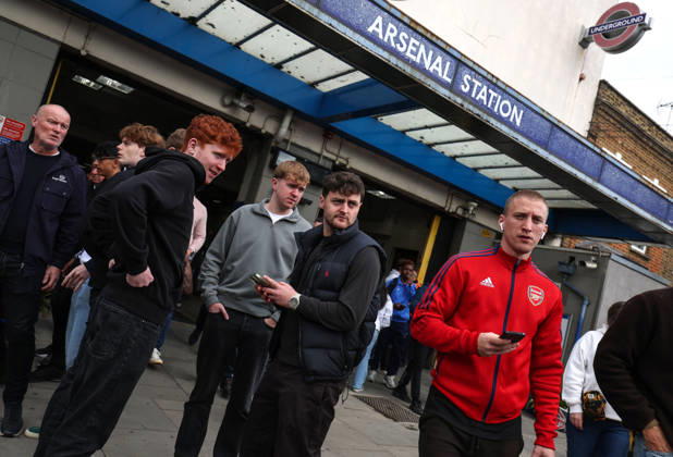 Arsenal v Leeds United 10 October 2026, London - Premier League Football - Arsenal v Leeds United - Arsenal fans exit Arsenal underground station - Photo: Charlotte Wilson Offside. London UK Copyright: xCharlottexWilsonx xOffsidexOffside