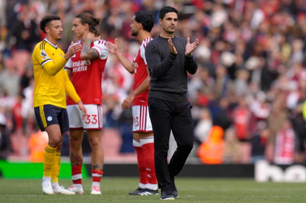 10th October 2026; Emirates Stadium, London, England; Premier League Football, Arsenal versus Leeds United; Mikel Arteta applauds supporters at full-time following his side& x2019;s 2-1 victory TomxMajor