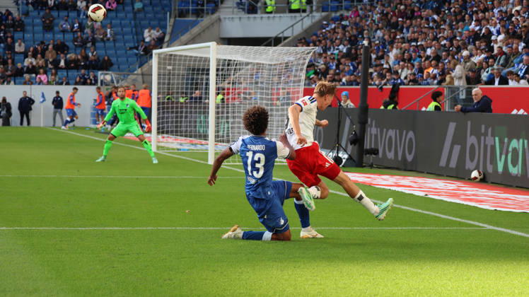 10.10.2026, xrekx, Fussball 1.Bundesliga, TSG 1899 Hoffenheim - Hamburger SV v.l. Bernardo (TSG 1899 Hoffenheim) Gelb-Rote Karte erhalten. David Moller Wolfe (Hamburger SV) Zweikampf, Aktion, action, battle for the ball (DFL DFB REGULATIONS PROHIBIT ANY USE OF PHOTOGRAPHS as IMAGE SEQUENCES and or QUASI-VIDEO) Sinsheim