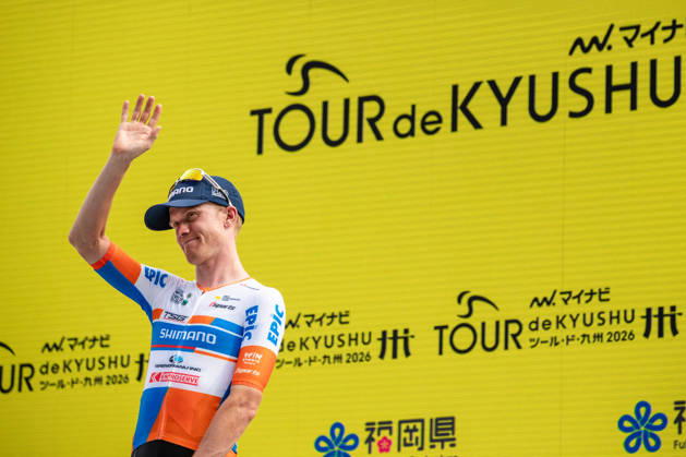 Tour De Kyushu Stage Finishes In Fukuoka s Tenjin For The First Time Matteo Malucelli of XDS Astana Team wins Stage 1 of the Mynavi Tour de Kyushu 2026 at the finish line on Tenjin Bridge in Fukuoka, Japan, on October 10, 2026. The Italian won the 152.0-kilometer Saga-Fukuoka stage in 3 hours 9 minutes 51 seconds, ahead of Luke Mudgway (Li Ning Star) and Alessio Delle Vedove (XDS Astana Team), and took the general and points classification leads. It was the first time the race finished in Tenjin, the commercial heart of Fukuoka, where a parade, stage events and food stalls marked the day. The race, first held in 2023 and part of the UCI Asia Tour (2.1 category), runs October 9-12 through six Kyushu prefectures under the official title We stand with Kumamoto. Mynavi Tour de Kyushu 2026, adopted to support areas affected by the Kumamoto earthquake. Fukuoka Japan Copyright: xRyoxChix originalFilename:zhi-tourdeky261010_np5cD.jpg