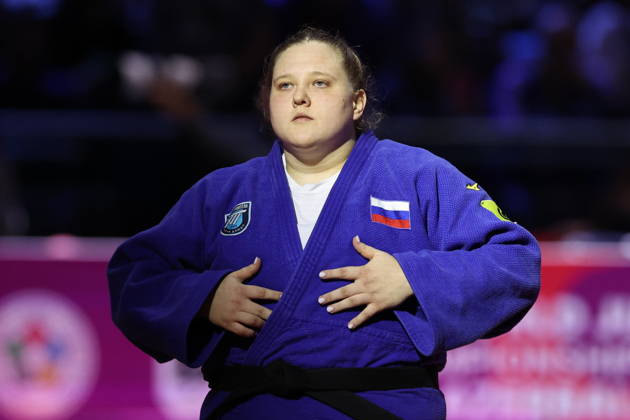 AZERBAIJAN, BAKU - OCTOBER 10, 2026: Russia s Maria Ivanova appears in her heavyweight bout during the 2026 World Judo Championships at the National Gymnastics Arena. Mikhail Sinitsyn TASS 99045334