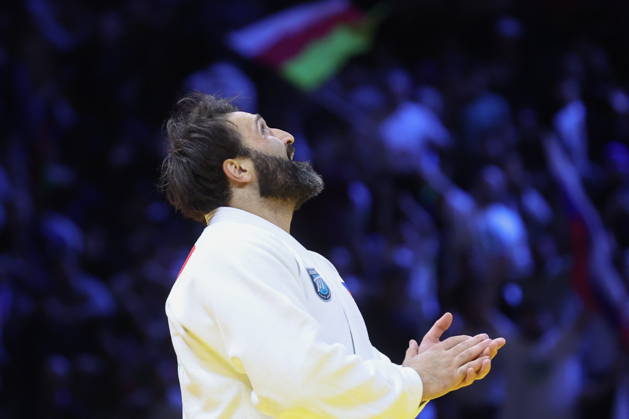 AZERBAIJAN, BAKU - OCTOBER 10, 2026: Russia s Inal Tasoev appears in his heavyweight bout during the 2026 World Judo Championships at the National Gymnastics Arena. Mikhail Sinitsyn TASS 99048547