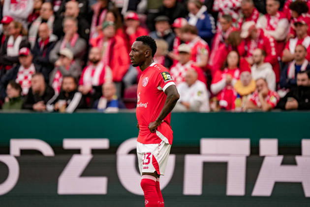 Deutschland: Fussball Saison 2026 2027 , 1. Bundesliga , 5. Spieltag , 1. FSV Mainz 05 vs. Bayer 04 Leverkusen - MEWA-Arena (Mainz) : Sheraldo Becker (1. FSV Mainz 05, 23) Mimik, Gesichtsausdruck, Emotion Mainz MEWA-Arena Deutschland Germany Copyright: xBennetxLongx