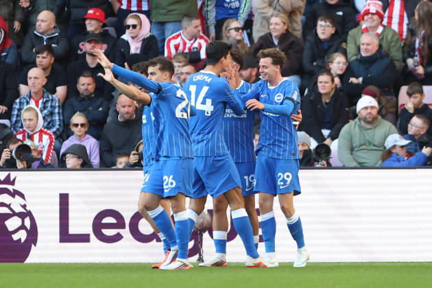 10th October 2026; Stadium of Light, Sunderland, England; Premier League Football, Sunderland versus Brighton and Hove Albion; Maxim De Cuyper of Brighton and Hove Albion celebrates after scoring DavexLofthouse