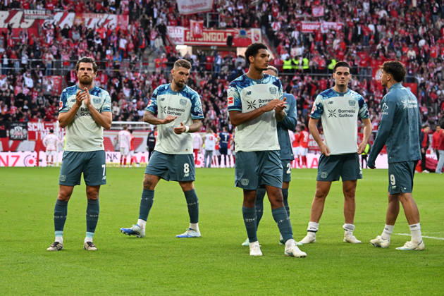 10.10.2026, xsltx, Fussball 1.Bundesliga, FSV Mainz 05 - Bayer 04 Leverkusen v.l. Jubel, Freude über den Sieg (DFL DFB REGULATIONS PROHIBIT ANY USE OF PHOTOGRAPHS as IMAGE SEQUENCES and or QUASI-VIDEO) Mainz