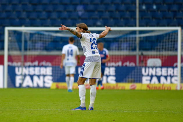 10.10.2026, GER, Fussball, Herren, 3. Liga, Saison 2026 2027, MSV Duisburg - TSG Hoffenheim II Joshua Bitter (MSV) gestikuliert, Gestik Copyright: xSvenxHanischx