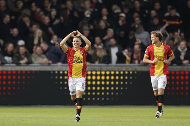 DEVENTER - Mathis Suray of Go Ahead Eagles celebrates 1-1 during the Dutch Eredivisie match between Go Ahead Eagles and Sparta Rotterdam at De Adelaarshorst on October 10, 2026, in Deventer, the Netherlands. BART STOUTJESDIJK ANP Eredivisie 2026 27 xVIxANPxSportx xxANPxIVx 572032083 originalFilename: 572032083.jpg