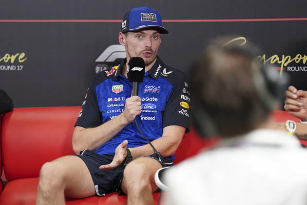 FORMULA 1 SINGAPORE AIRLINES SINGAPORE GRAND PRIX 2026 Max Verstappen (NED) 3 Red Bull Racing in the Post Qualifying press conference, PK, Pressekonferenz during the Formula 1 Singapore Airlines Singapore Grand Prix 2026, Round 17 of the 2026 Formula 1 World Championship, WM, Weltmeisterschaft from 9th - 11th October 2026 at the Marina Bay Street Circuit, Singapore. Credit: Robbie Hoad Every Second Media Editorial use only. All images are copyright Every Second Media Limited. No images may be reproduced without prior permission. Copyright: xIMAGO EveryxSecondxMediax ESM-2203-0587 RobbiexHoadx xEveryxSecondxMediax