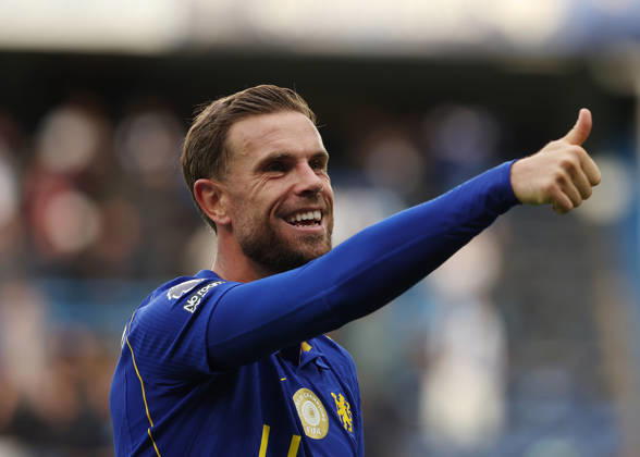 10th October 2026; Stamford Bridge, London, England; Premier League Football, Chelsea versus Bournemouth; Jordan Henderson of Chelsea giving the thumbs up to his family after the match as Chelsea defeat AFC Bournemouth 5-1 JohnxPatrickxFletcher