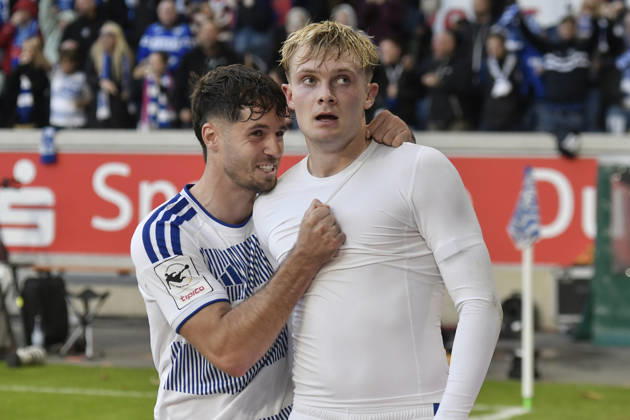 Peter Remmert (Duisburg 39) jubelt nach dem Tor zum 3:2 mit der Mannschaft 10.10.2026 ¢ Fussball ¢ MSV Duisburg vs TSG 1899 Hoffenheim II, Schauinsland-Reisen-Arena, Duisburg, DFB DFL REGULATIONS PROHIBIT ANY USE OF PHOTOGRAPHS AS IMAGE SEQUENCES AND OR QUASI-VIDEO