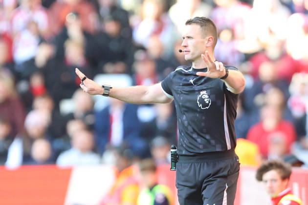10th October 2026; Stadium of Light, Sunderland, England; Premier League Football, Sunderland versus Brighton and Hove Albion; the referee VAR decision DavexLofthouse