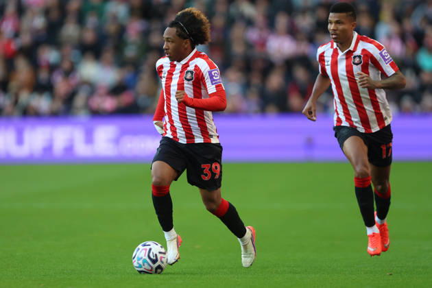 10th October 2026; Stadium of Light, Sunderland, England; Premier League Football, Sunderland versus Brighton and Hove Albion; Malick Fofana of Sunderland dribbles the ball DavexLofthouse