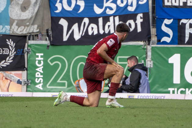 10.10.2026, xerix, Fussball 3.Liga, SG Sonnenhof Grossaspach - SV Waldhof Mannheim v.l. Emotionen auf dem Platz Aspach