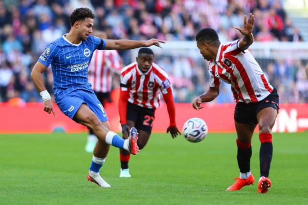 SUNDERLAND, ENGLAND, OCTOBER 10: Charalampos Kostoulas of Brighton & Hove Albion passes the ball during a Premier League 2026-27 match between Sunderland AFC and Brighton & Hove Albion at the Stadium of Light on October 10, 2026 in Sunderland, England. (Photo by Zach Forster Sports Press Photo) Copyright: xZachxForster SportsxPressxPhotox Sportspressphoto_SPR250944