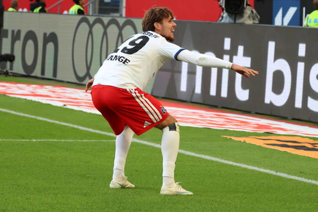 10.10.2026, xrekx, Fussball 1.Bundesliga, TSG 1899 Hoffenheim - Hamburger SV v.l. Torjubel nach dem Tor zum celebrating the goal celebrate 2:2 durch Otto Stange (Hamburger SV) Treffer zählt nicht (DFL DFB REGULATIONS PROHIBIT ANY USE OF PHOTOGRAPHS as IMAGE SEQUENCES and or QUASI-VIDEO) Sinsheim