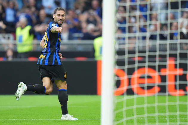 Inter Milan s Hakan Calhanoglu celebrates after scoring 2-0 during the Serie A soccer match between Inter and Parma at San Siro Stadium in Milan , Italy - October 10 , 2026. - Soccer  Copyright: xSpada LaPressex