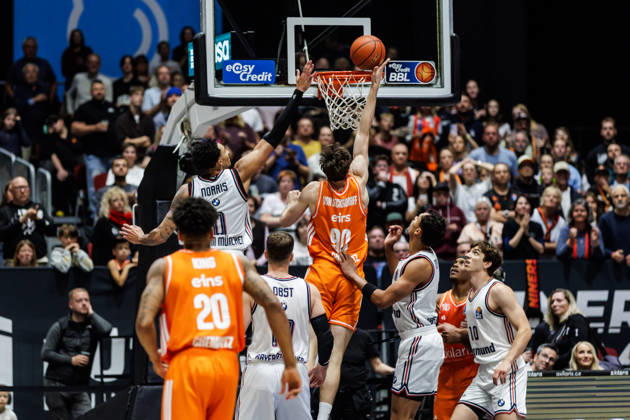 10.10.2026, GER, BBL, easyCredit Basketball Bundesliga, Chemnitz, Niners Chemnitz - FC Bayern München Basketball Jannis von Seckendorff (Niners Chemnitz, 90) Chemnitz Messe Chemnitz Sachsen Deutschland