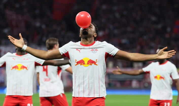 RB Leipzig - Frankfurt Bundesliga Leipzig, 10.10.2026, Red Bull Arena, Fußball, 1.Bundesliga, 5.Spieltag , RB Leipzig vs. SG Eintracht Frankfurt , Im Bild: Tor für RB Leipzig. Christopher Nkunku ( 28, RBL) trifft zum 1:0 und jubelt. , Nur zur redaktionellen Nutzung. Only editorial use. , DFL DFB regulations prohibit any use of photographs as image sequences and or quasi-video. ,