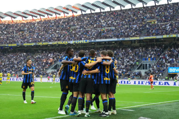 Inter Milan™s Petar Sucic celebrates after scoring 1-0 during the Serie A soccer match between Inter and Parma at San Siro Stadium in Milan , Italy - October 10 , 2026. - Soccer  Copyright: xSpada LaPressex