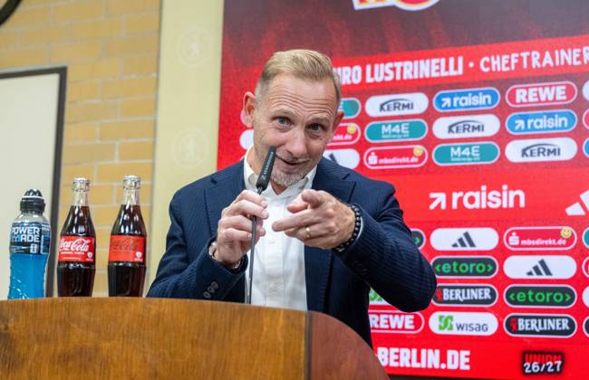 Fußball, Herren, Saison 2026 2027, 1. Bundesliga (5. Spieltag), 1. FC Union Berlin - SV 07 Elversberg, Trainer Mauro Lustrinelli (1. FC Union Berlin), 10.10.2026, Copyright: xMatthiasxKochx