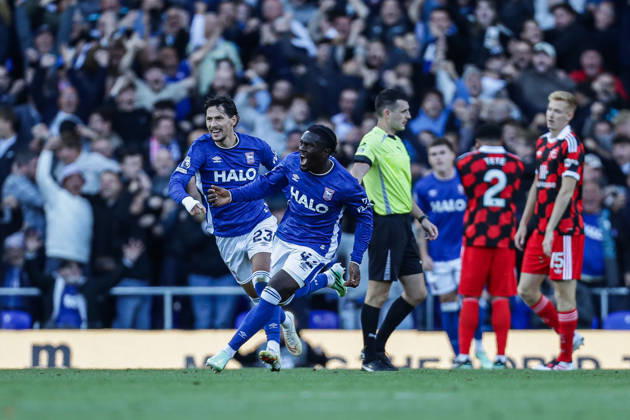 10th October 2026; Portman Road, Ipswich, Suffolk, England; Premier League Football, Ipswich Town versus Fulham;Abdoul Ouattara of Ipswich Town celebrates scoring a goal AndyxSkinner