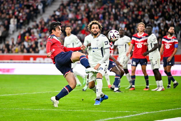 LOSC Lille v Le Havre Athletic Club - Ligue 1 McDonald s 2026 2027 Ayase UEDA of Lille and Ahmed TOUBA of Le Havre AC during Ligue 1 McDonald s match between Lille and Le Havre at Stade Pierre-Mauroy on October 10, 2026 in Lille, France. Lille France  Copyright: xKevinxClementx 776573340