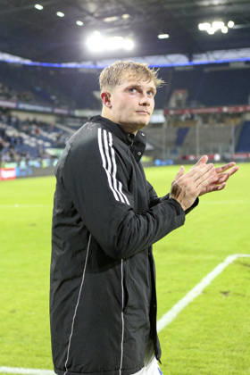 10.10.2026, GER, Fussball, Herren, 3. Liga, Saison 2026 2027, MSV Duisburg - TSG Hoffenheim II Peter Remmert (Duisburg) Schlussjubel, jubelt nach dem Sieg Duisburg schauinsland-reisen-Arena Nordrhein-Westfalen Deutschland Copyright: xAdrianxSchlüterx