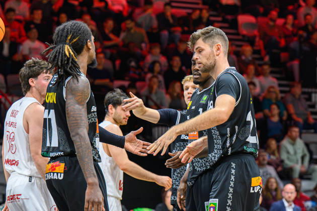 10.10.2026 - Basketball - Saison 2026 2027 - 2. Bundesliga Pro-A - 4. Spieltag: Nürnberg Falcons Basketball Club NBC - Kreisbau Kirchheim Knights - AlSch - xalxscx - Tyrel Morgan (11, Kreisbau Kirchheim Knights ) Julius Wolf (28, Kreisbau Kirchheim Knights )