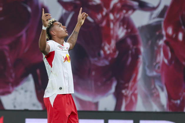Antonio Nusa (RB Leipzig) bejubelt seinen Treffer zum 5:0 waehrend des spiels der 1. Bundesliga zwischen RB Leipzig und Eintracht Frankfurt, Red Bull Arena am 10. October 2026 in Leipzig, Deutschland. (Foto von Marco Steinbrenner DeFodi Images) +++ Antonio Nusa (RB Leipzig) celebrates after scoring his teams fifth Goal during the Bundesliga match between RB Leipzig and Eintracht Frankfurt at Red Bull Arena on October 10, 2026 in Leipzig, Germany. (Photo by Marco Steinbrenner DeFodi Images) DFB DFL REGULATIONS PROHIBIT ANY USE OF PHOTOGRAPHS AS IMAGE SEQUENCES AND OR QUASI-VIDEO. (Photo by Marco Steinbrenner DeFodi Images) -