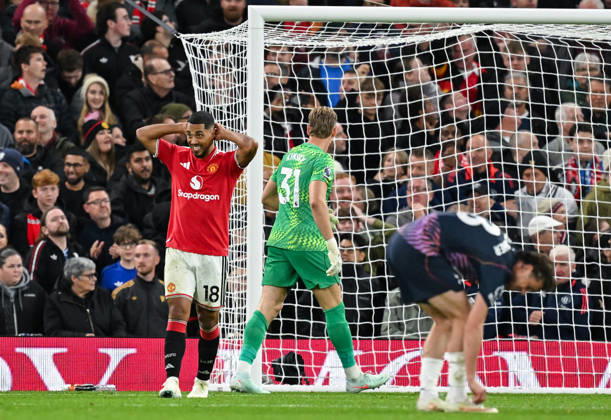MANCHESTER, ENGLAND, OCT 10: Youri Tielemans of Manchester United, ManU reacts after a disallowed goal during the Premier League match between Manchester United and Tottenham Hotspur at Old Trafford in Manchester, England (Will Palmer Sports Press Photo) Copyright: xWillxPalmer SportsxPressxPhotox Sportspressphoto_SPR251402