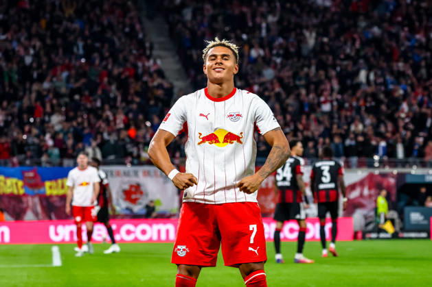 Antonio Nusa (RB Leipzig, 07) Jubel, Torjubel, jubelt ueber Tor zum 5:0, GER, RB Leipzig vs. Eintracht Frankfurt, Fussball, 1. Bundesliga Herren, 5. Spieltag, Spielzeit 2026 2027, 10.10.2026 DFL regulations prohibit any use of photographs as image sequences and or quasi-video. GER, RB Leipzig vs. Eintracht Frankfurt, Fussball, 1. Bundesliga Herren, 5. Spieltag, Spielzeit 2026 2027, 10.10.2026 Leipzig Copyright: xEibner-Pressefoto LauraxRoemerx EP_LRR