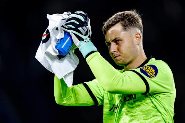 ROTTERDAM - SC Feyenoord Rotterdam goalkeeper Tjark Ernst during the Vriendenloterij Eredivisie match between Feyenoord and AZ at De Kuip on 10 October 2026 in Rotterdam, Netherlands. (Photo by DeFodi Images) -