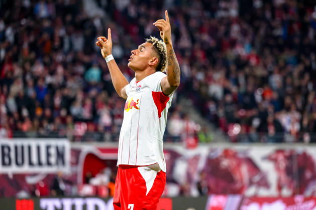 Antonio Nusa (RB Leipzig, 07) Jubel, Torjubel, jubelt ueber Tor zum 5:0, zeigt zum Himmel, GER, RB Leipzig vs. Eintracht Frankfurt, Fussball, 1. Bundesliga Herren, 5. Spieltag, Spielzeit 2026 2027, 10.10.2026 DFL regulations prohibit any use of photographs as image sequences and or quasi-video. GER, RB Leipzig vs. Eintracht Frankfurt, Fussball, 1. Bundesliga Herren, 5. Spieltag, Spielzeit 2026 2027, 10.10.2026 Leipzig Copyright: xEibner-Pressefoto LauraxRoemerx EP_LRR
